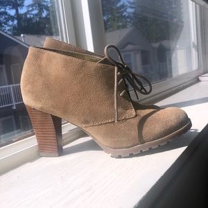 Audrey Brooke Suede/Wooden Heels